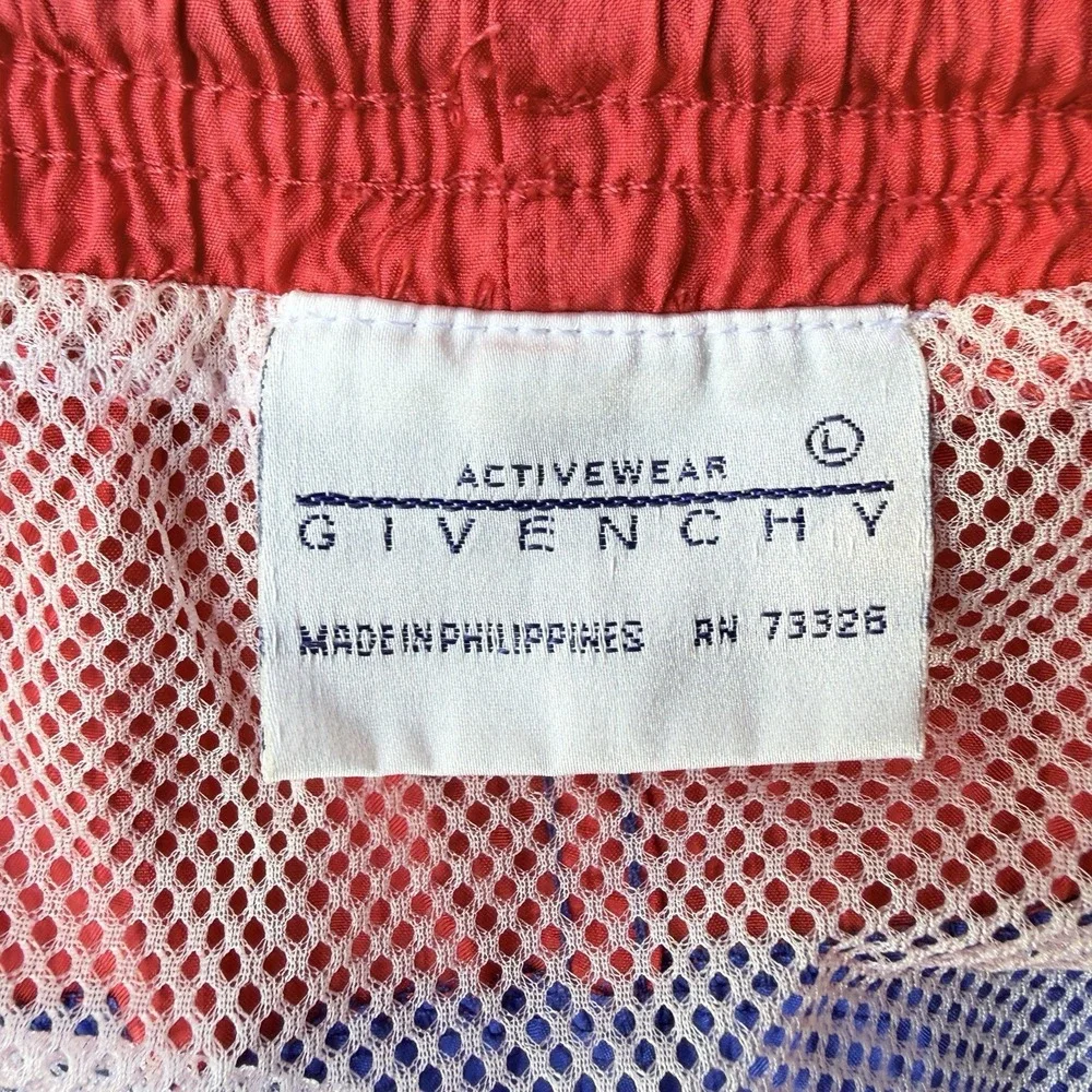 VTG Mens Sz Large Shorts‎ Givenchy Activewear Red Blue Swim Trunks Shorts